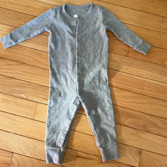 Primary Unisex Baby Footless Pajama 6-9 Months Gray One Piece Snap Neutral - Picture 1 of 5